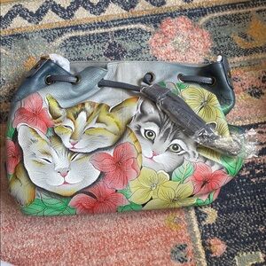 Anuschka Gray Painted Leather Bag